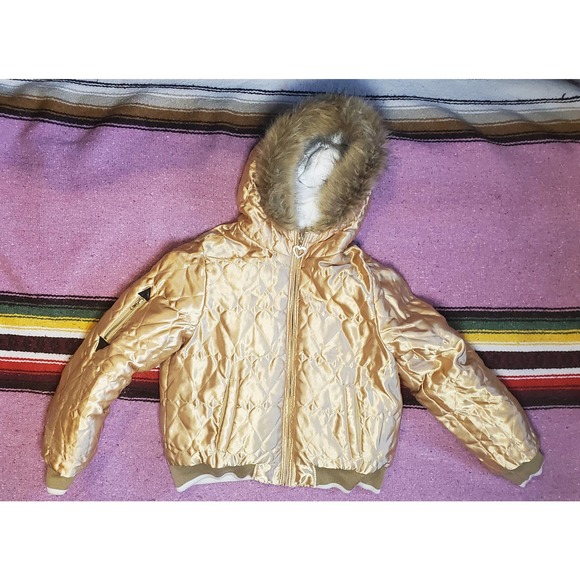 Y2K Vintage JLO Jennifer Lopez White and Gold Bomber Reversible Jacket M - Picture 5 of 9